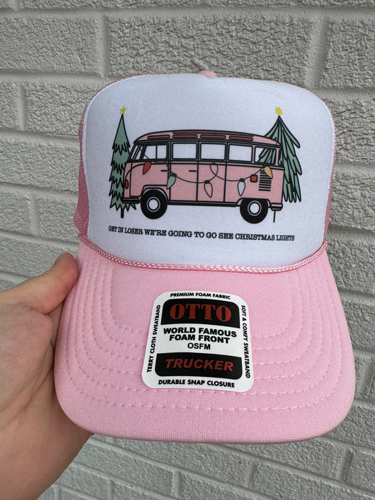 Get in Loser were seeing Christmas Lights Trucker Hat