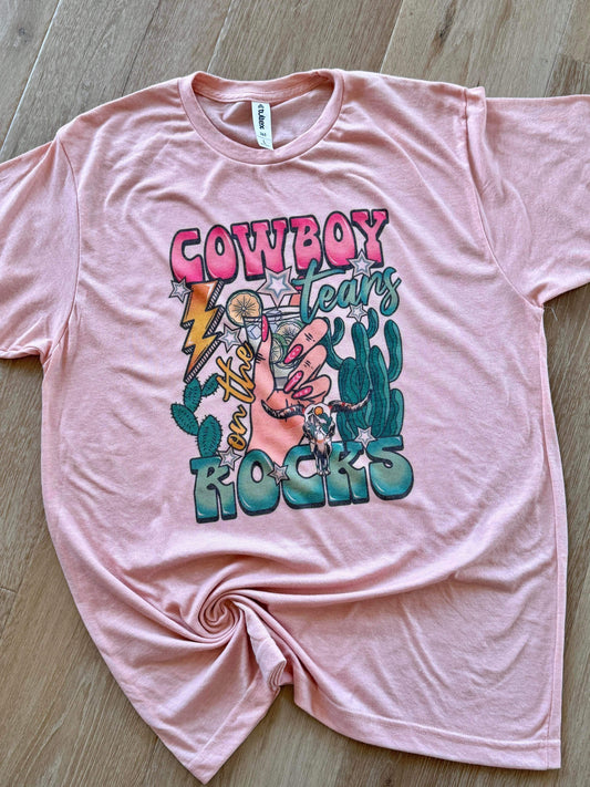 Cowboy Tears on the Rocks- peach tee