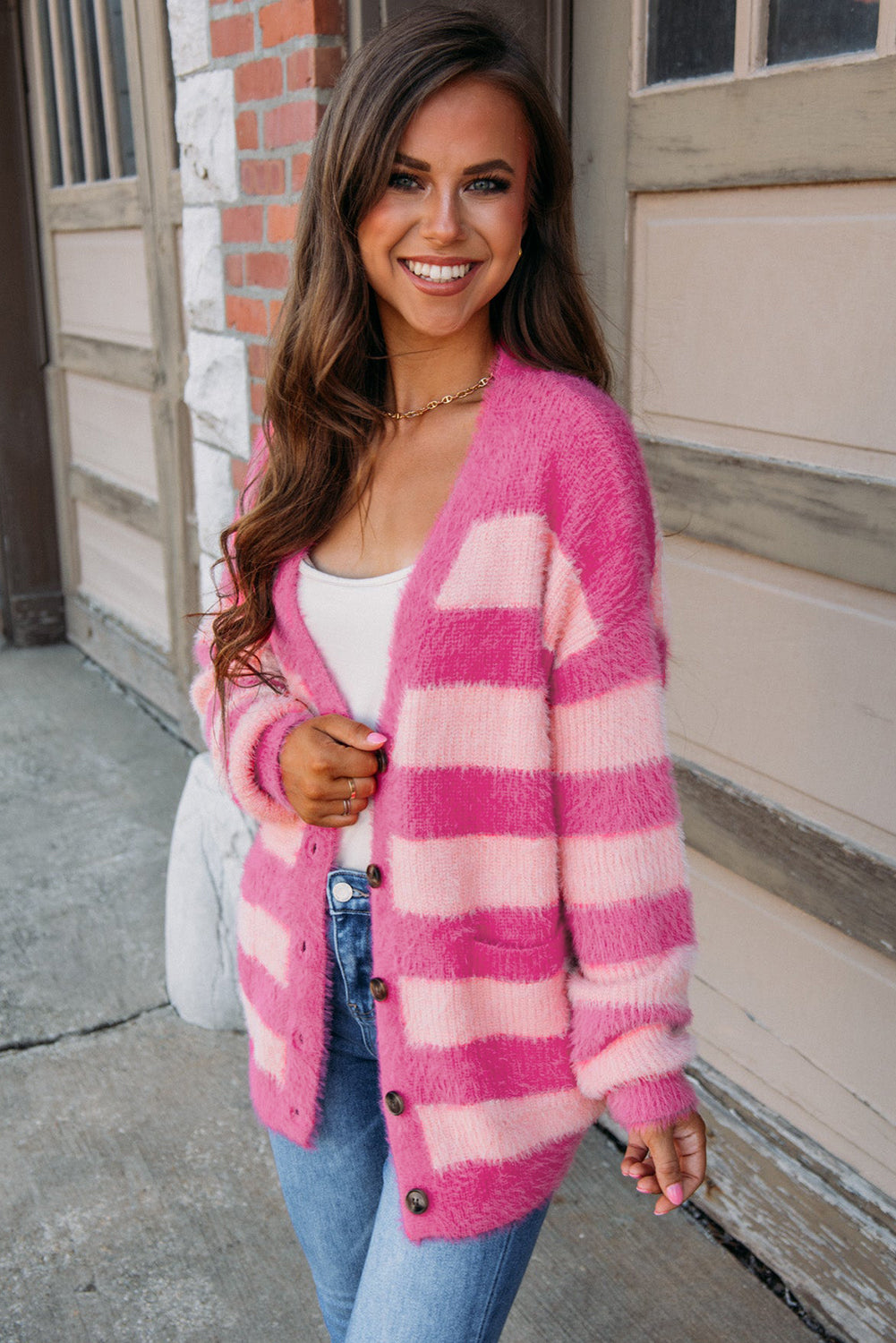 Strawberry Bubblegum Fuzzy Cardigan