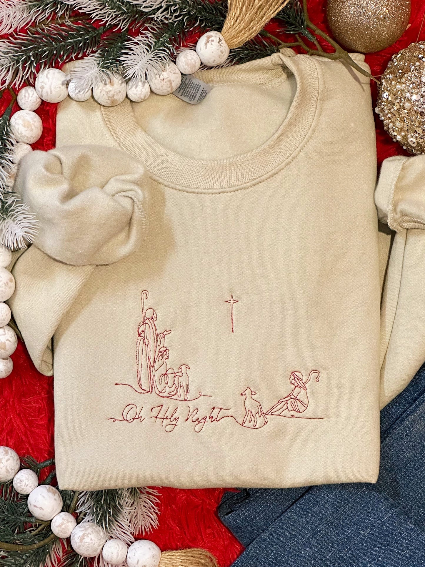 Embroidered Oh Holy Night Sweatshirt