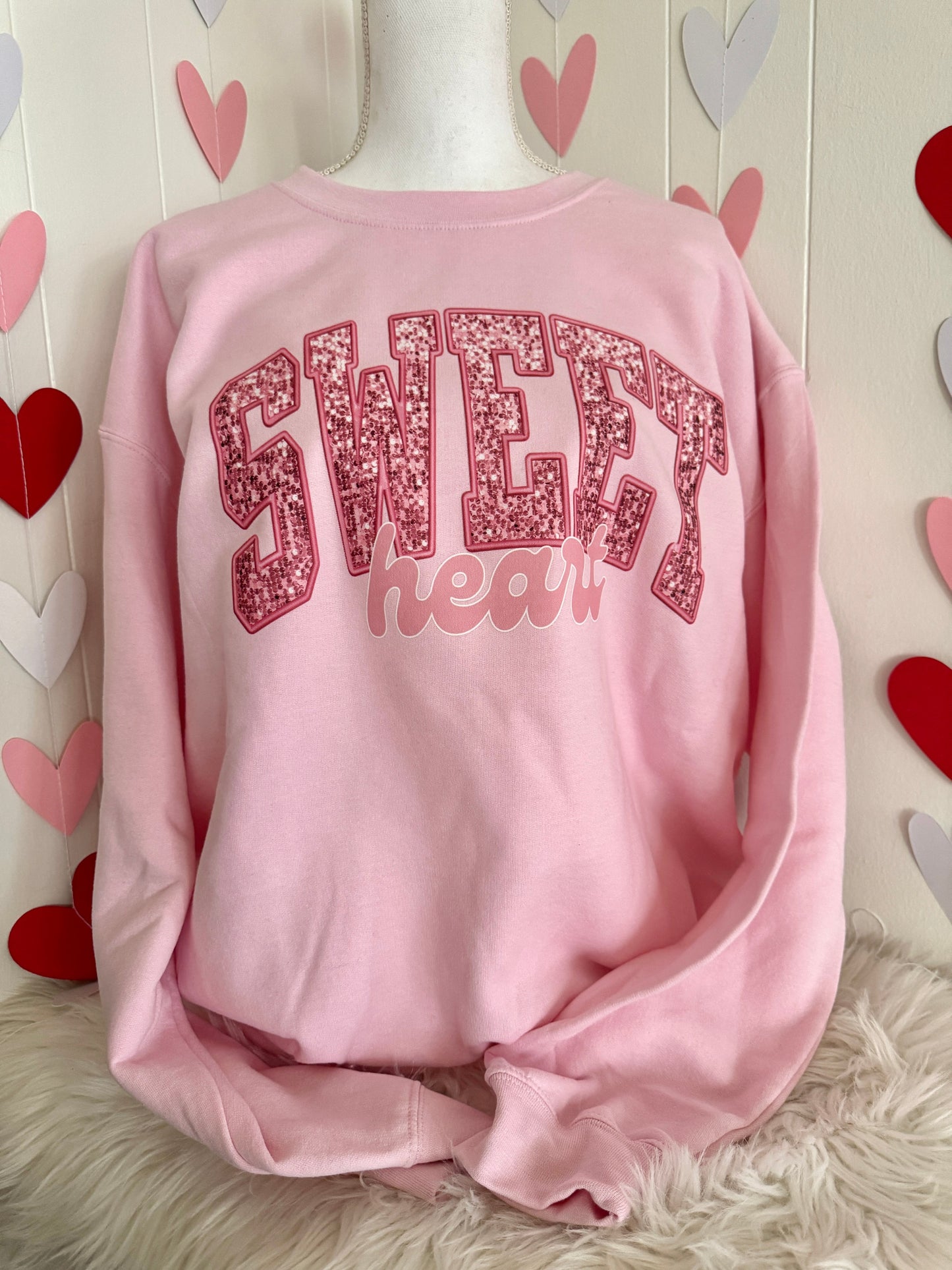 Sweet heart faux glitter DTF