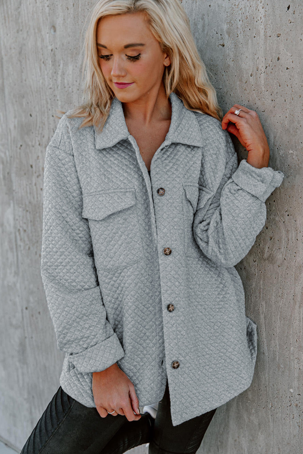 Gray Lattice Texture Retro  Shacket