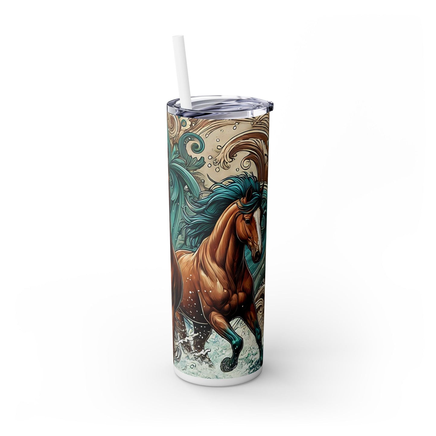 Horses Skinny Tumbler with Straw, 20oz