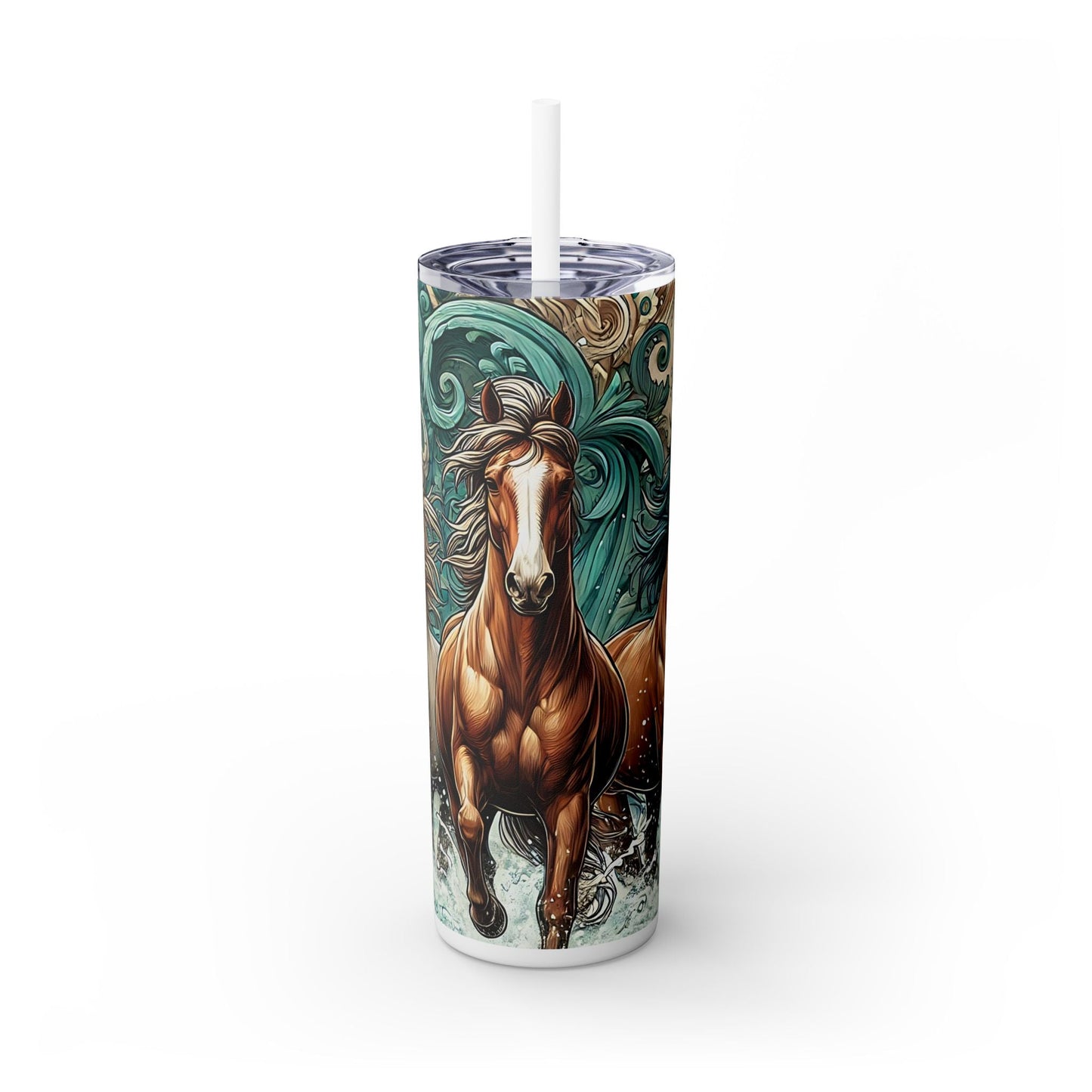 Horses Skinny Tumbler with Straw, 20oz