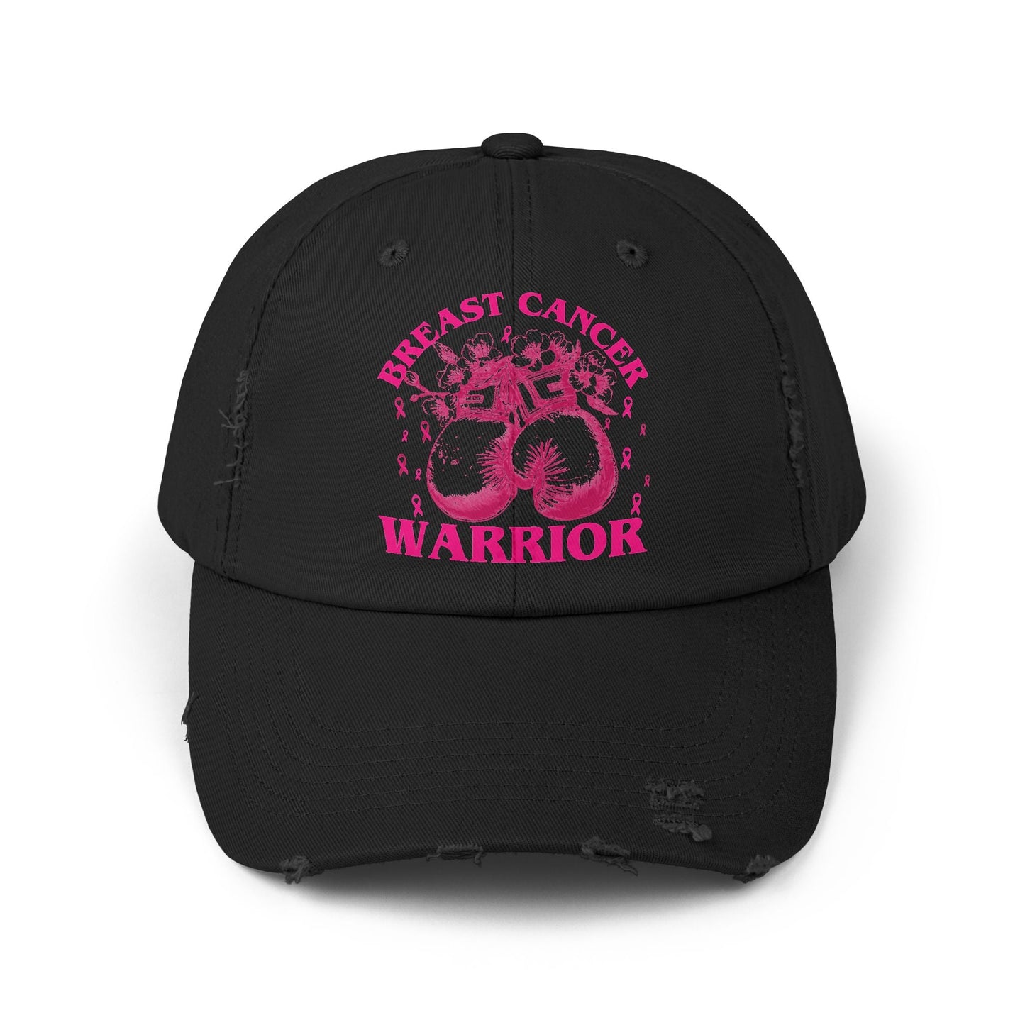 Breast Cancer Warrior Gloves Distressed Cap