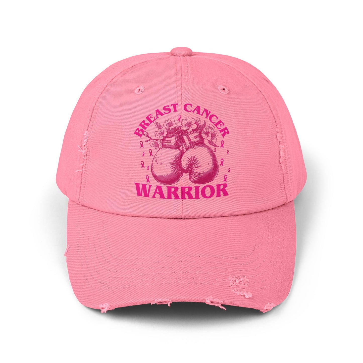 Breast Cancer Warrior Gloves Distressed Cap