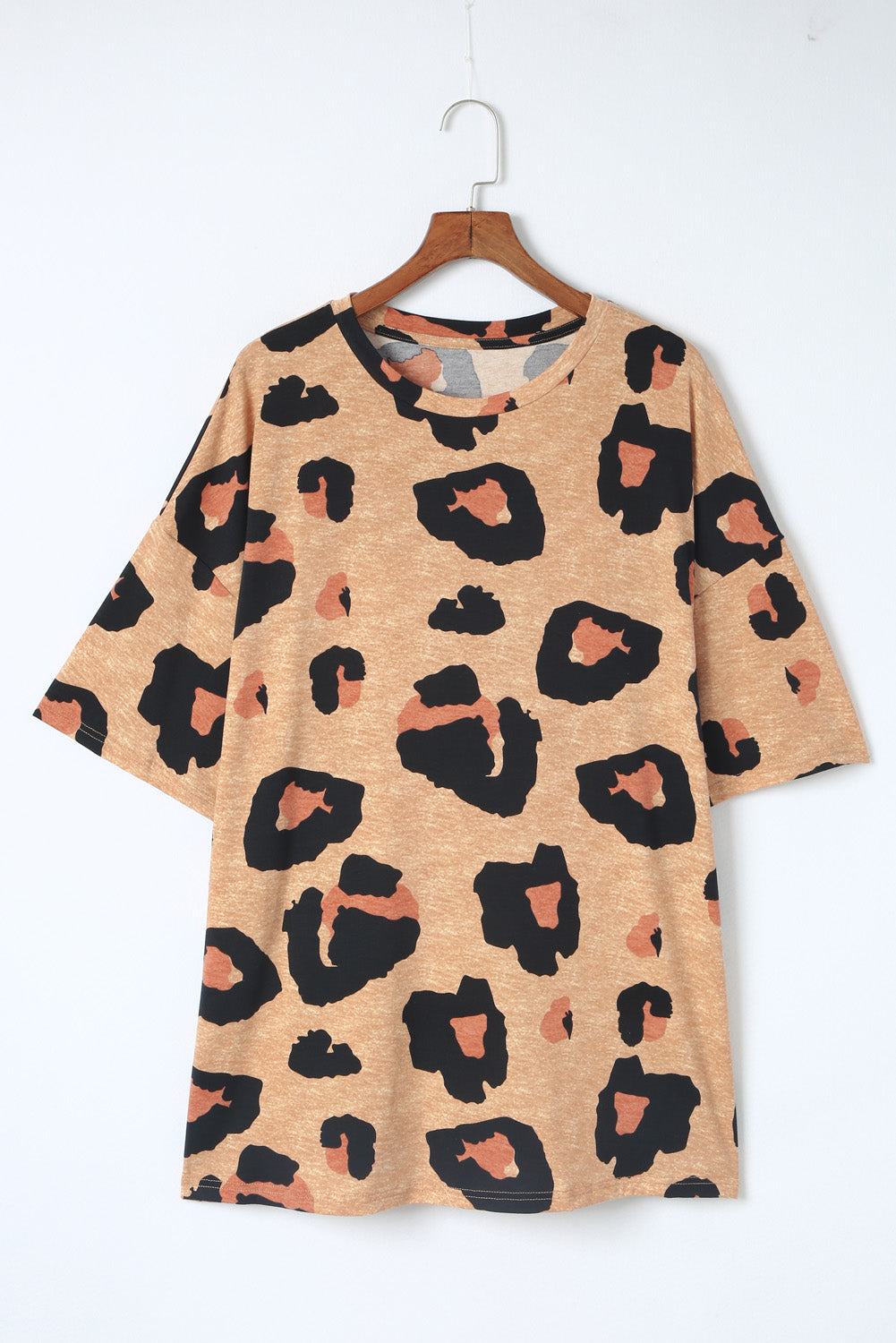 Leopard Plus Size Round Neck Boyfriend T Shirt