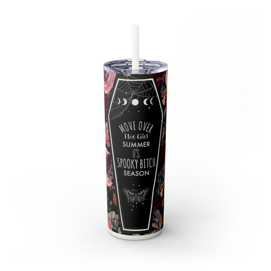 Spooky Bitch Season Skinny Tumbler with Straw, 20oz