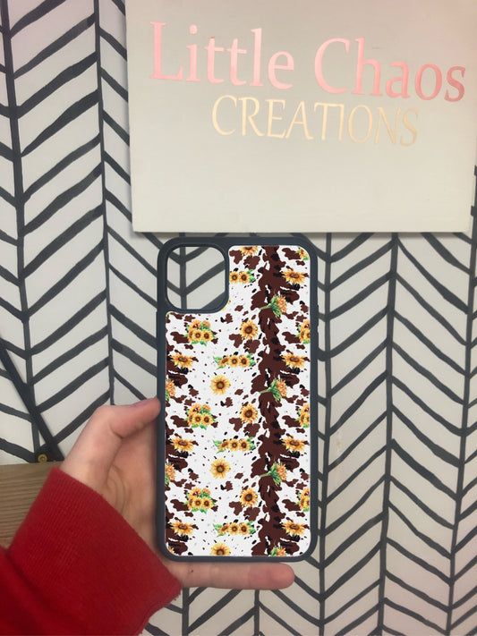 Cow print & sunflowers phone case