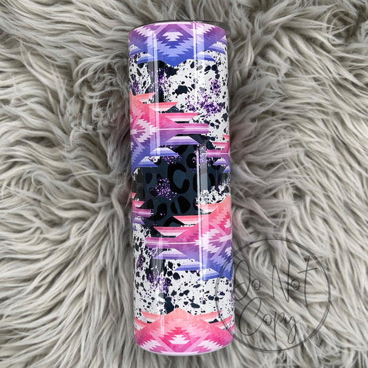 Cow Leopard Pink and Purple Aztec Tumbler