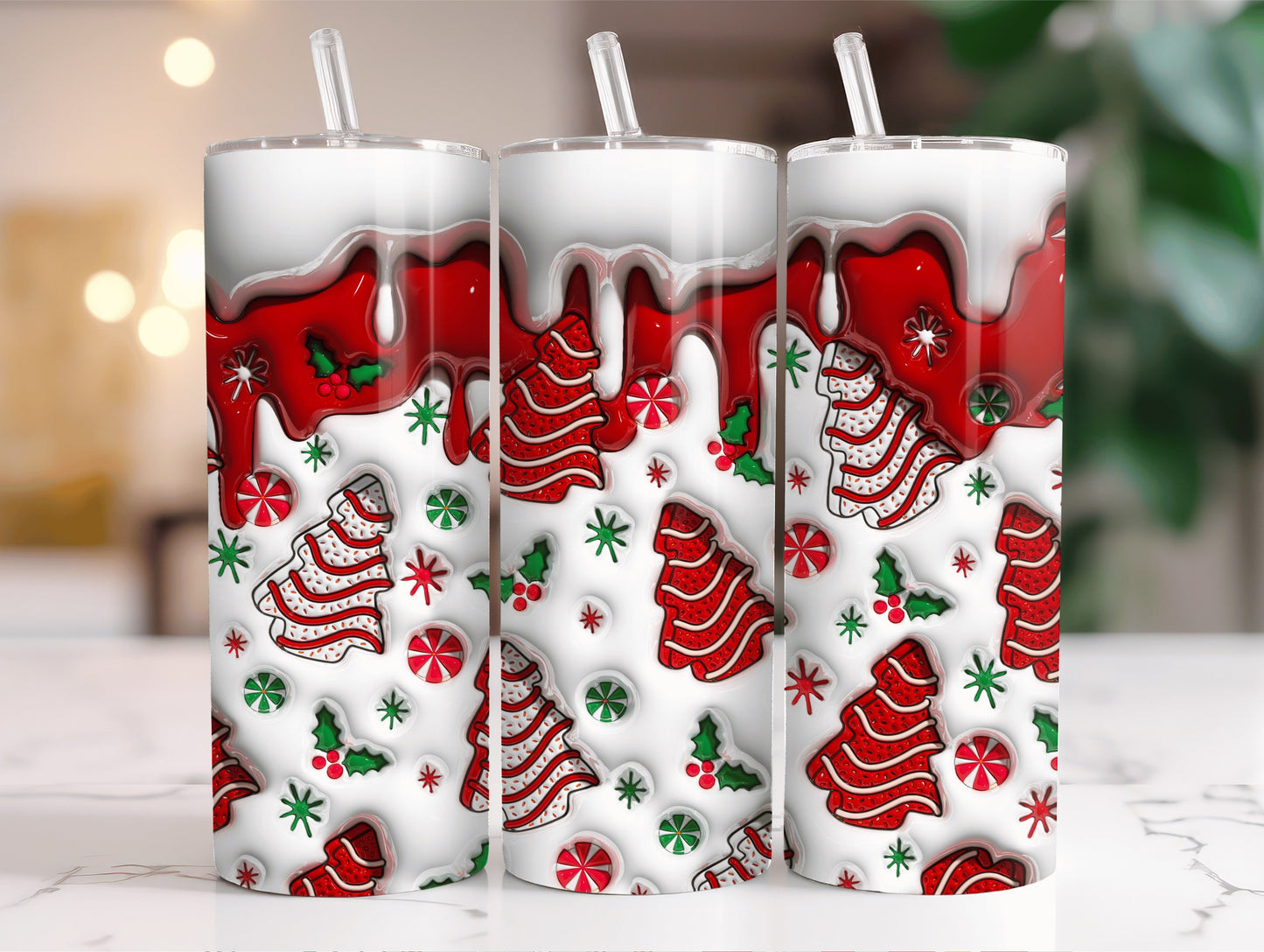 3D Illusion red tree Tumbler