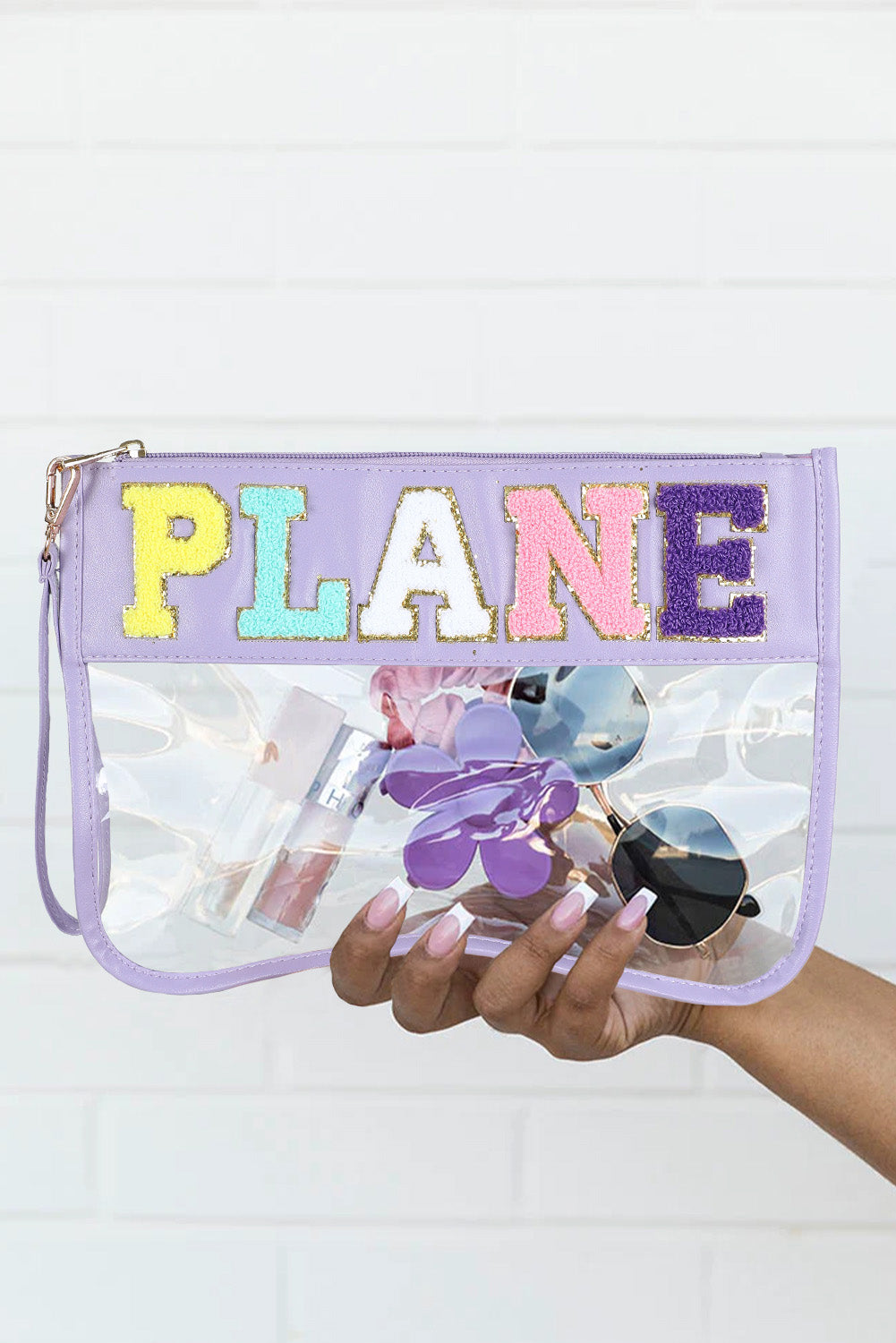 Casual PLANE Zipped Transparent Handbag