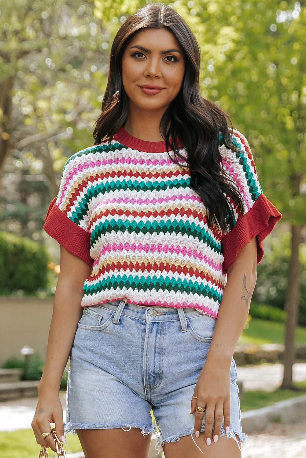 Fiery Red Ruffle Sleeve Top