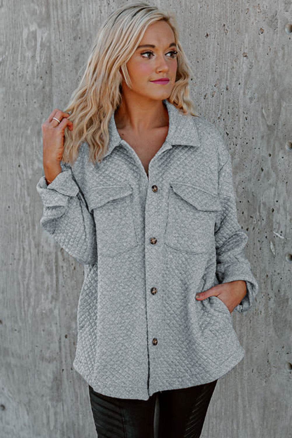 Gray Lattice Texture Retro  Shacket