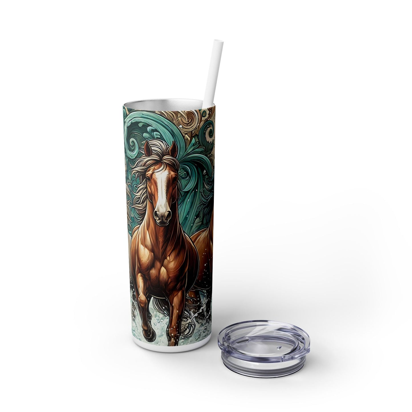 Horses Skinny Tumbler with Straw, 20oz