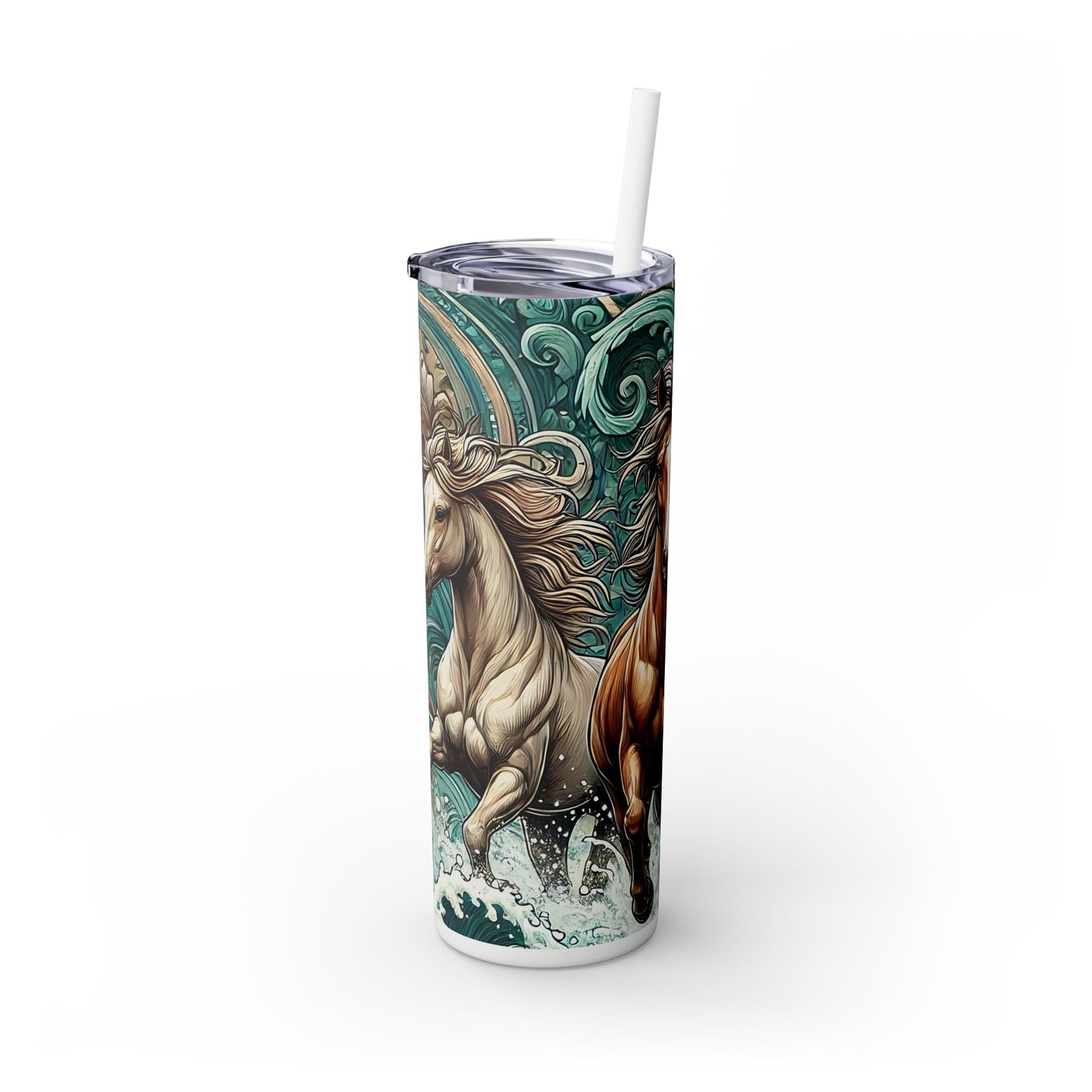 Horses Skinny Tumbler with Straw, 20oz