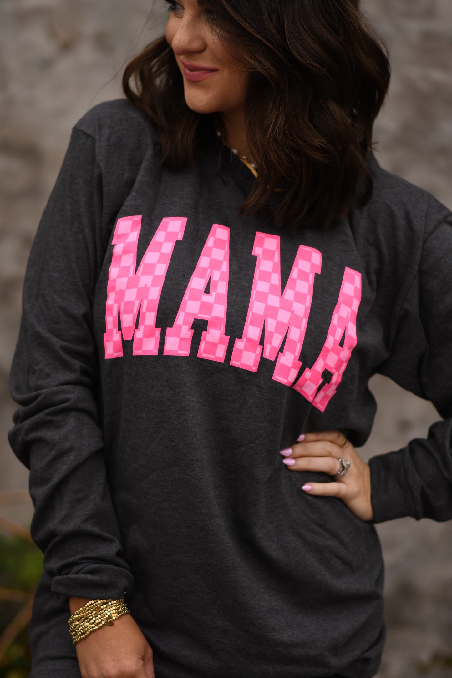 RTS Neon Checkered MAMA Long Sleeve Tee