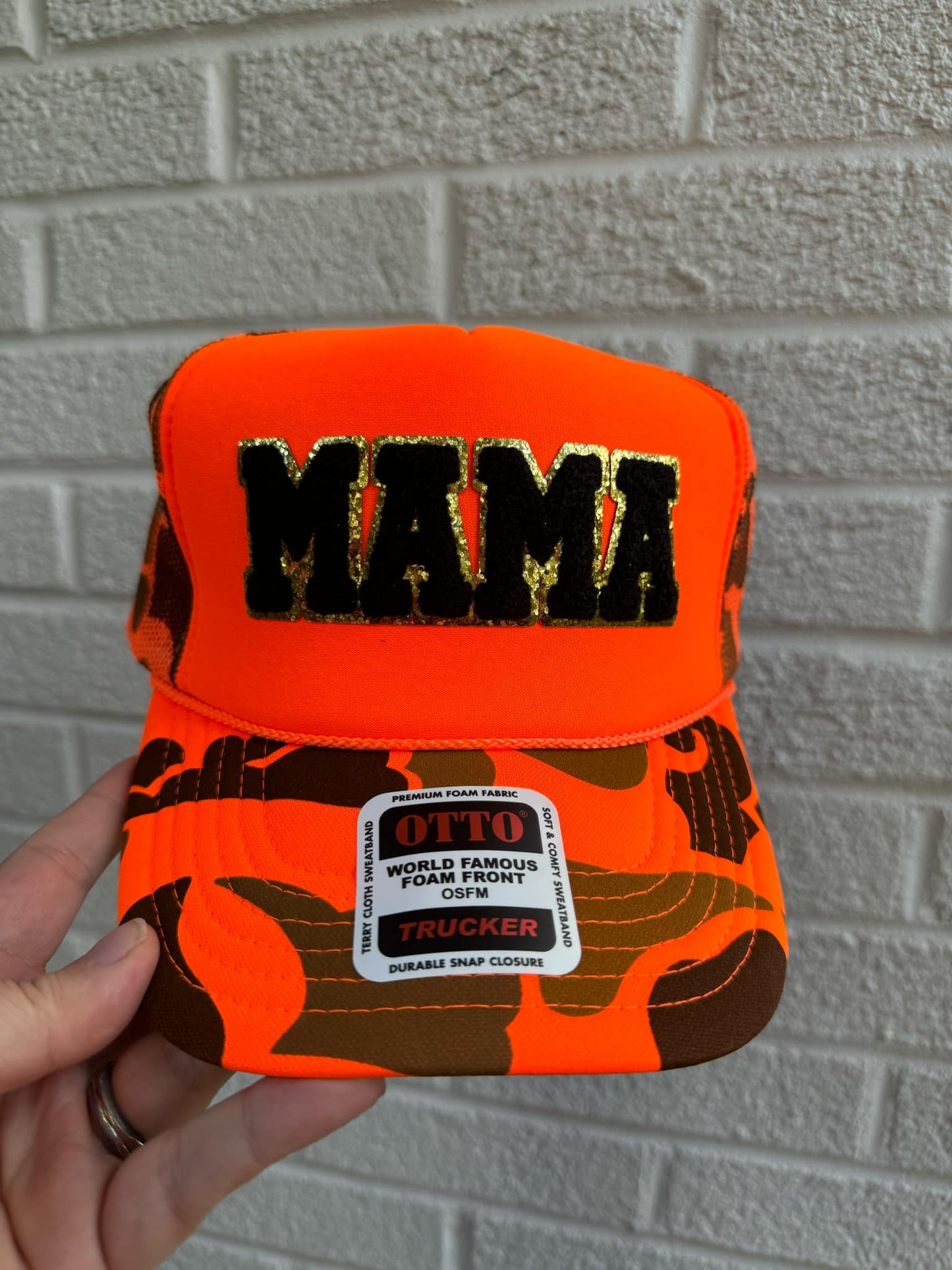 Mama Black/Gold Trucker Patch Hat