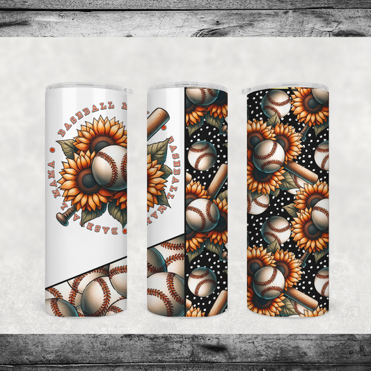 Baseball Mama Sunflower Tumbler