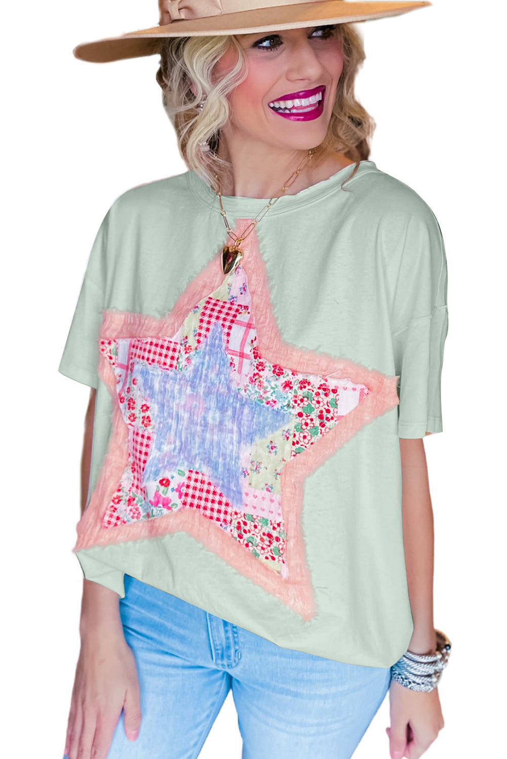 Star Patch Plus Size Top