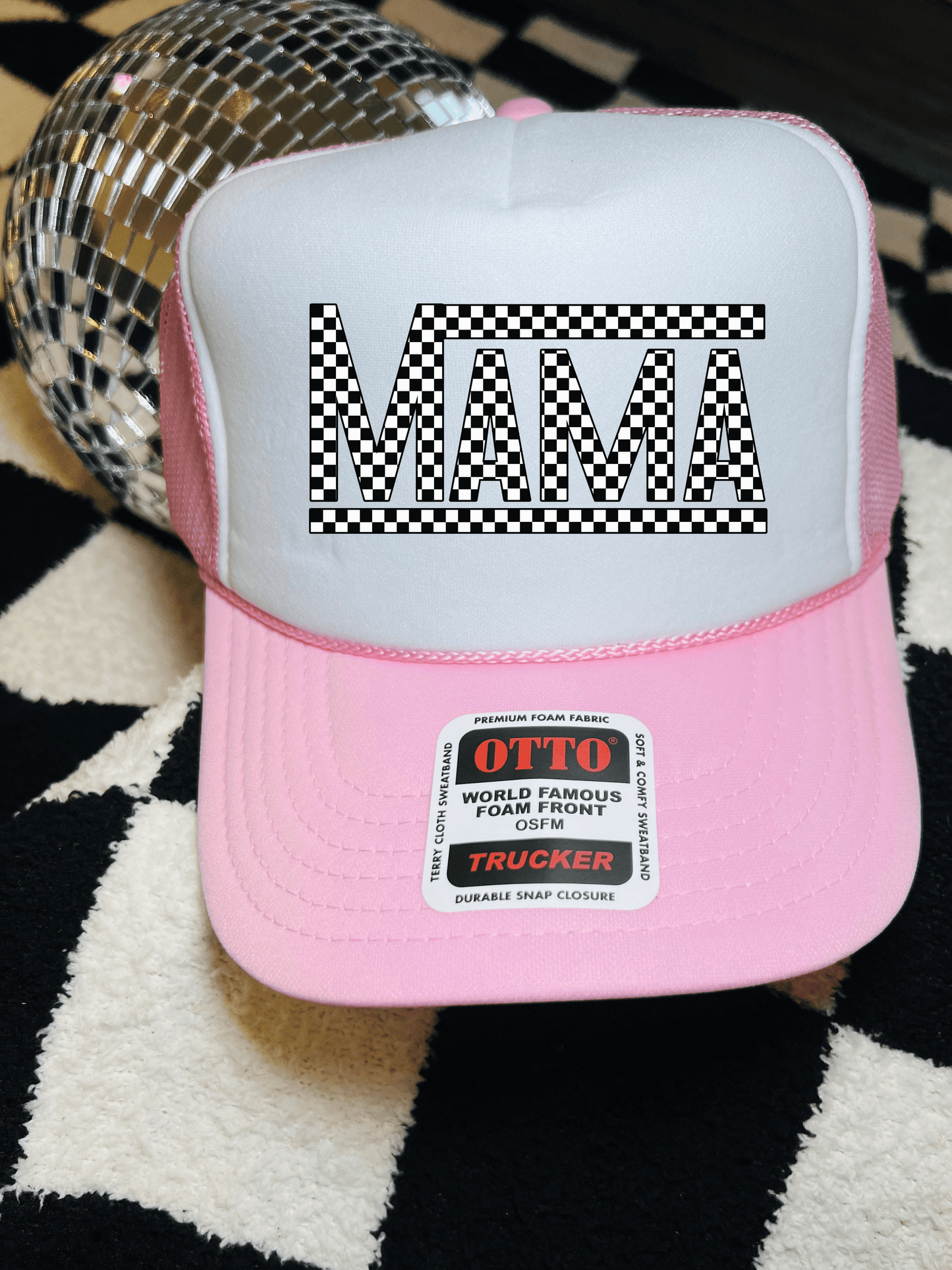 Checkered Mama trucker hat