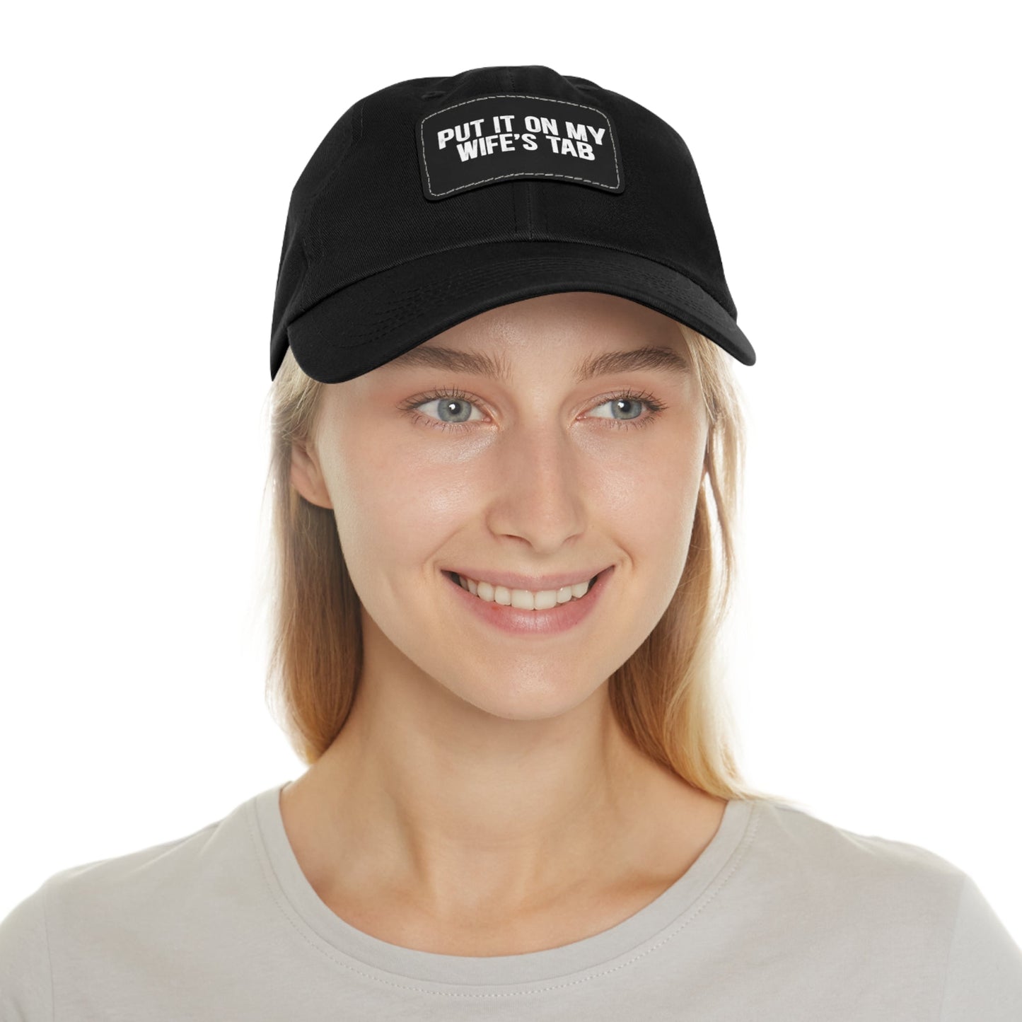 Wife’s Tab -Dad Hat with Leather Patch (Rectangle)