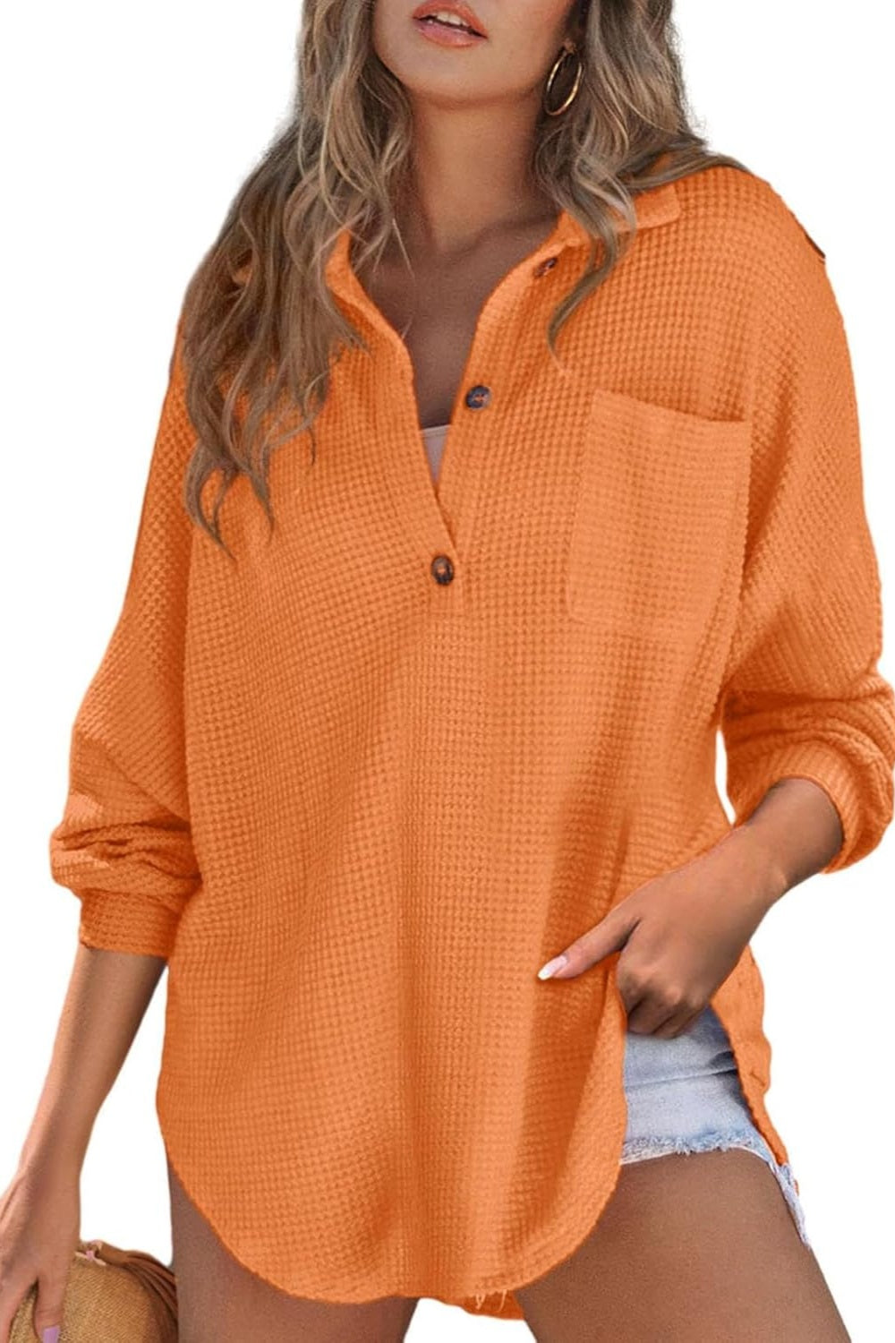 Half Button Long Sleeve Sweatshirt