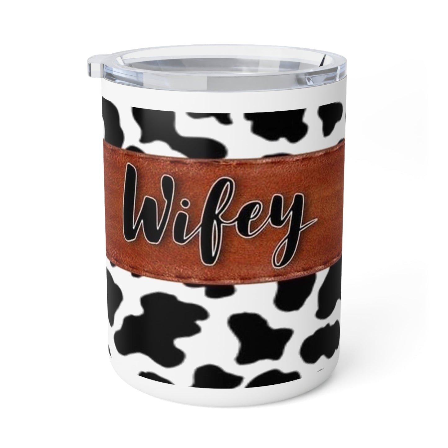 Wifey Cowhide Insulated Coffee Mug, 10oz