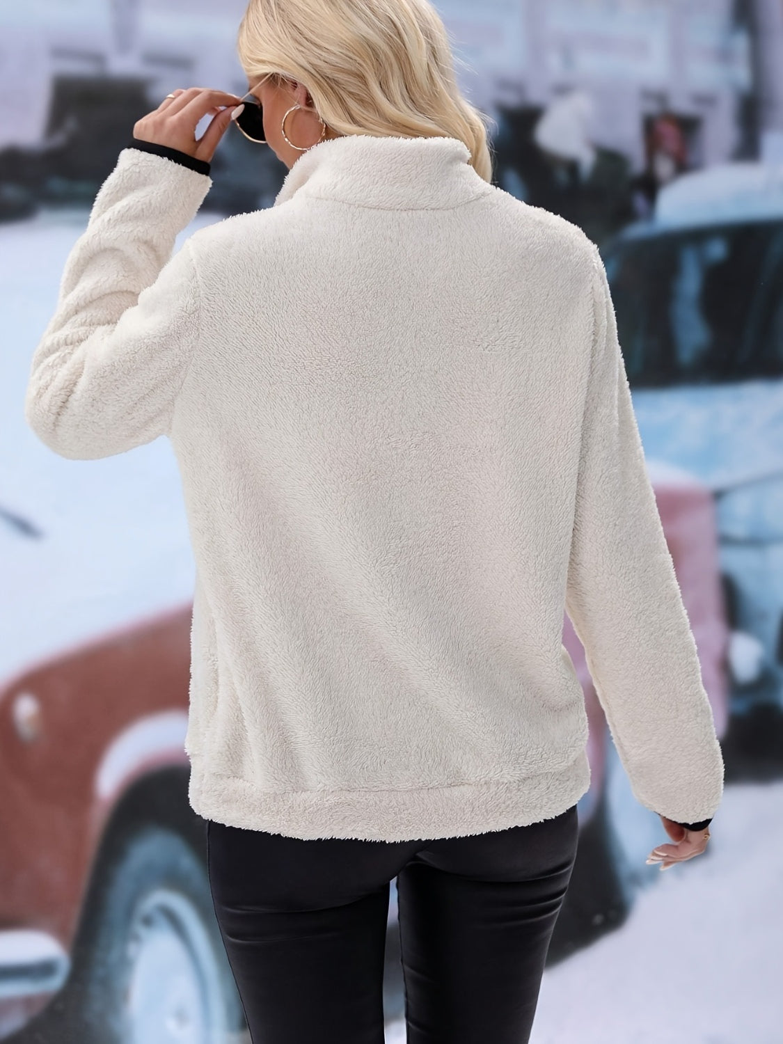 Half Zip Long Sleeve Furry Sweatshirt