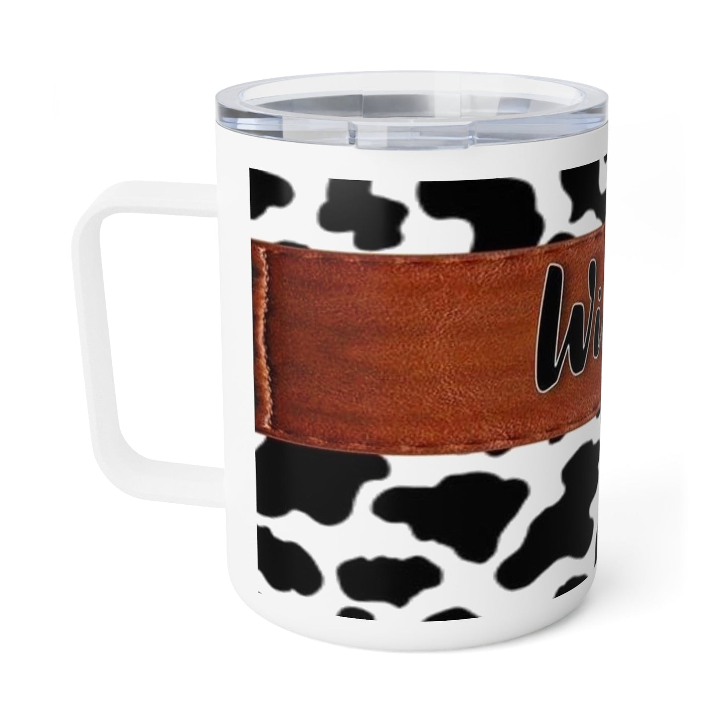 Wifey Cowhide Insulated Coffee Mug, 10oz