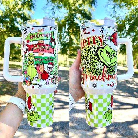 Green Christmas tumbler