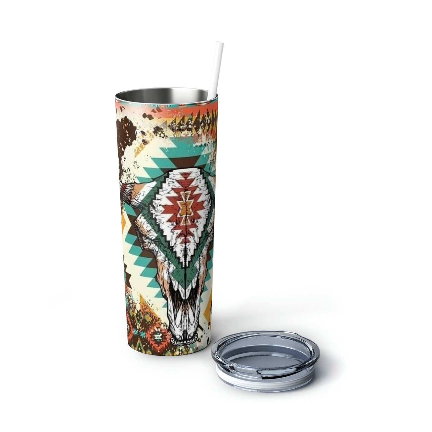 Western Bull Skull Skinny Tumbler