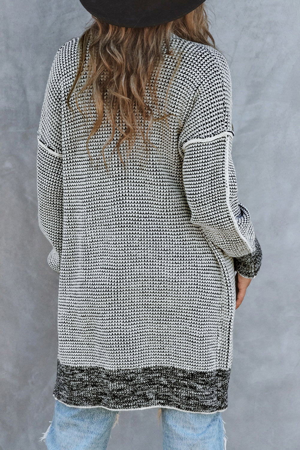 Gray Plus Size Textured Knit Cardigan