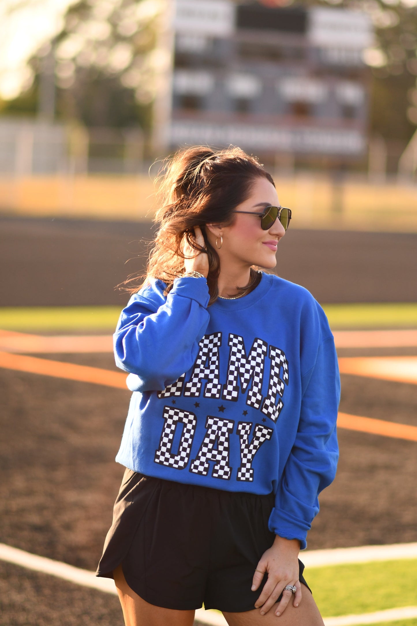 **SALE** RTS Royal Blue Checkered Game Day Sweatshirt