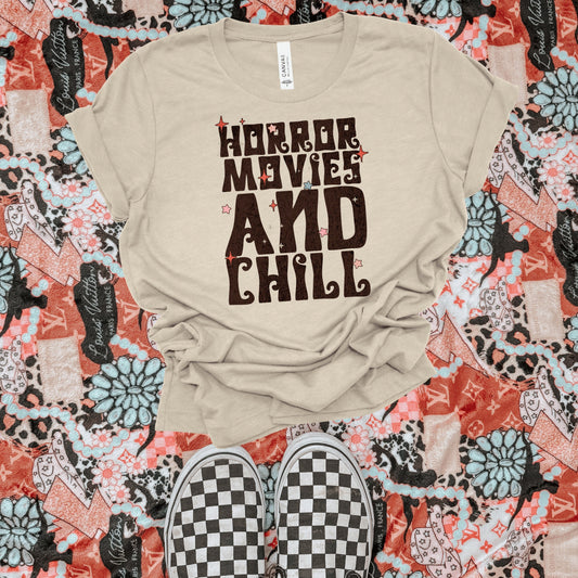 Horror movies and chill sand tee