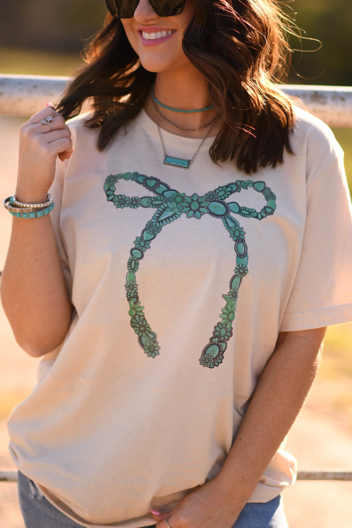 Turquoise Bow Tee