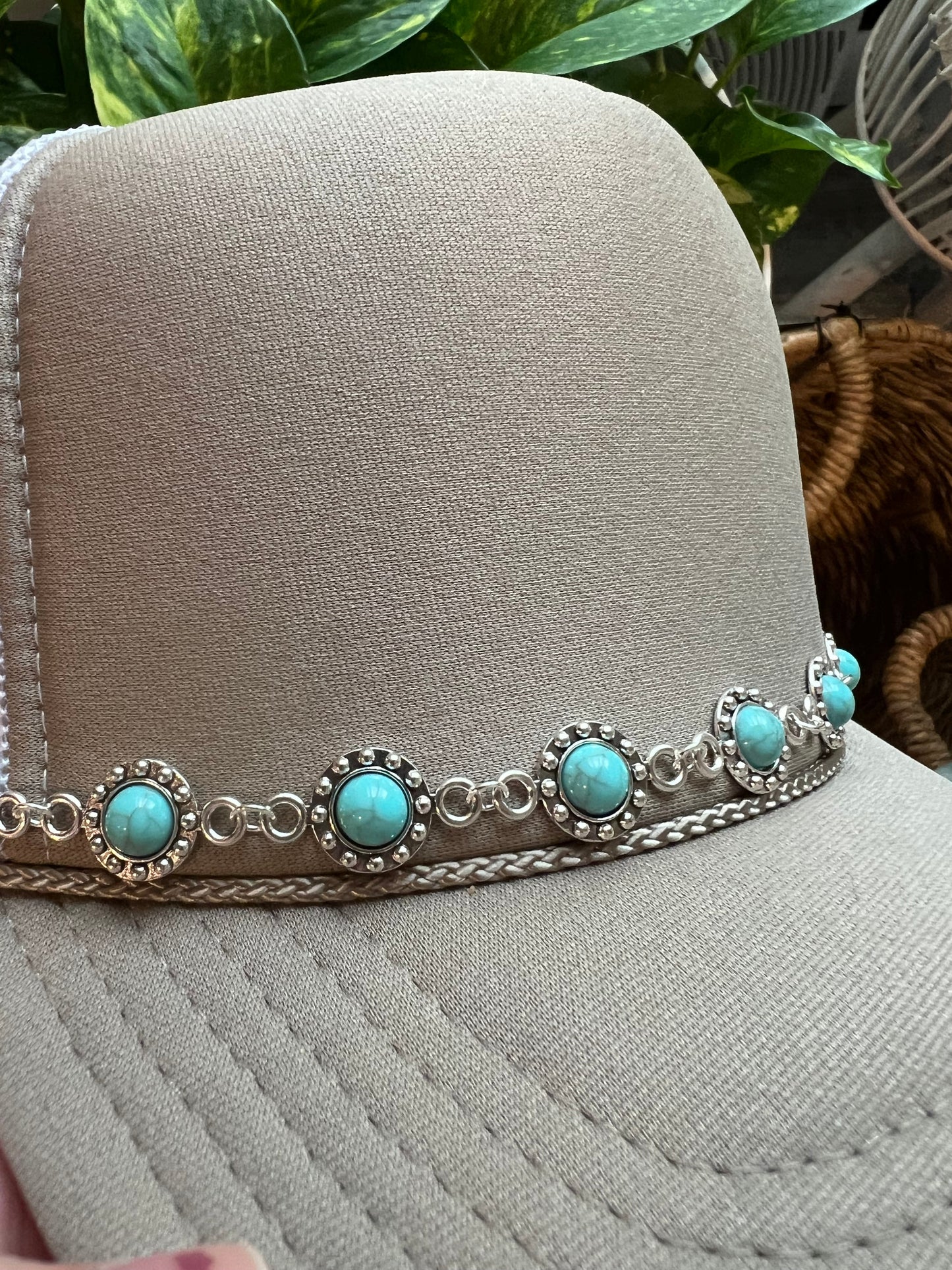 Turqouise Silver Western Trucker Hat Chain