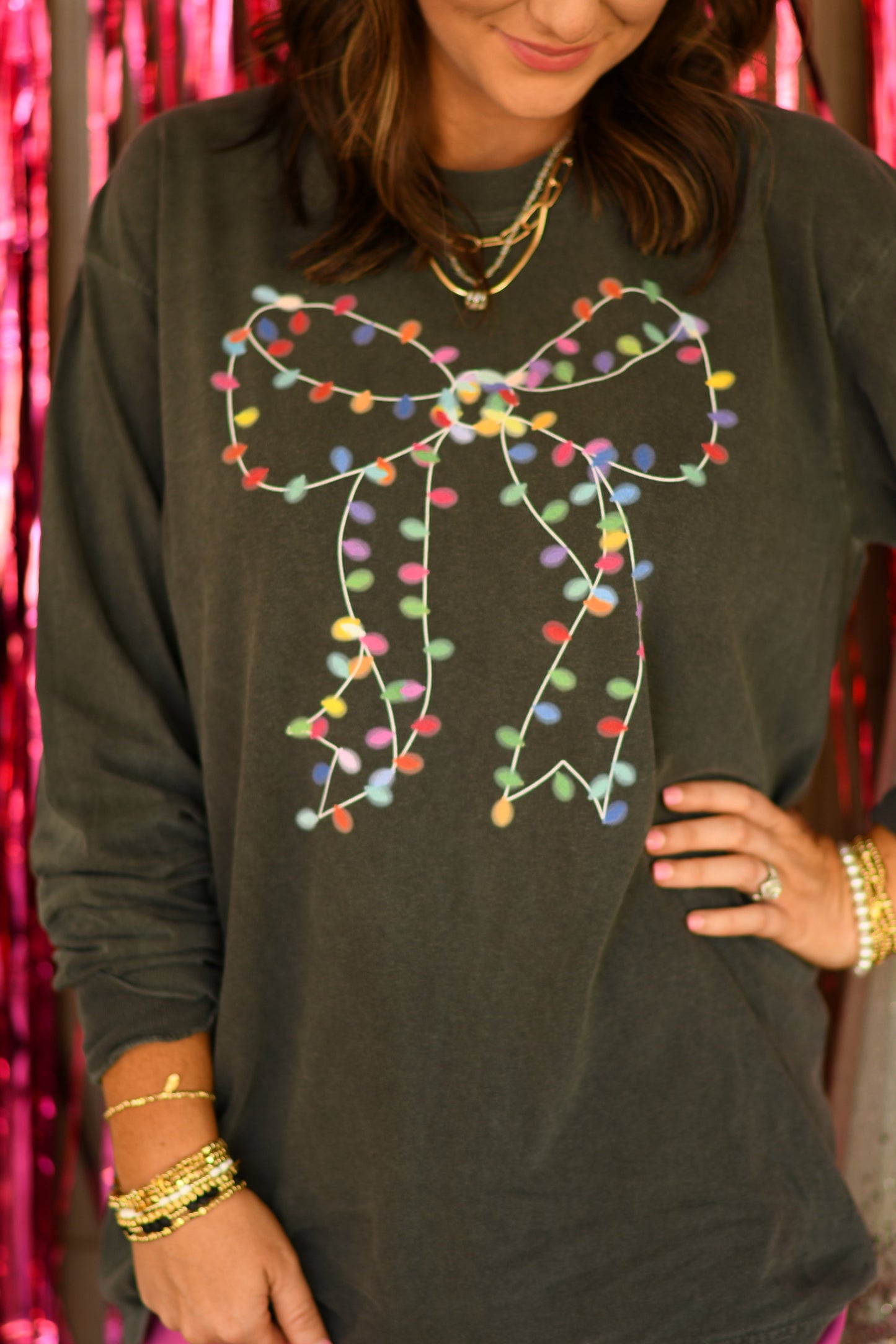 Christmas Lights Bow Tee