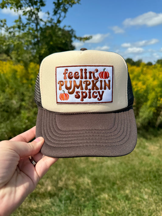 Feelin Pumpkin Spicy Patch Trucker Hat