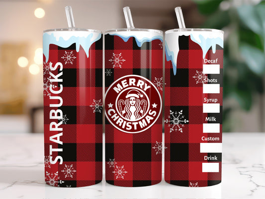 Red Plaid Coffee Tumbler