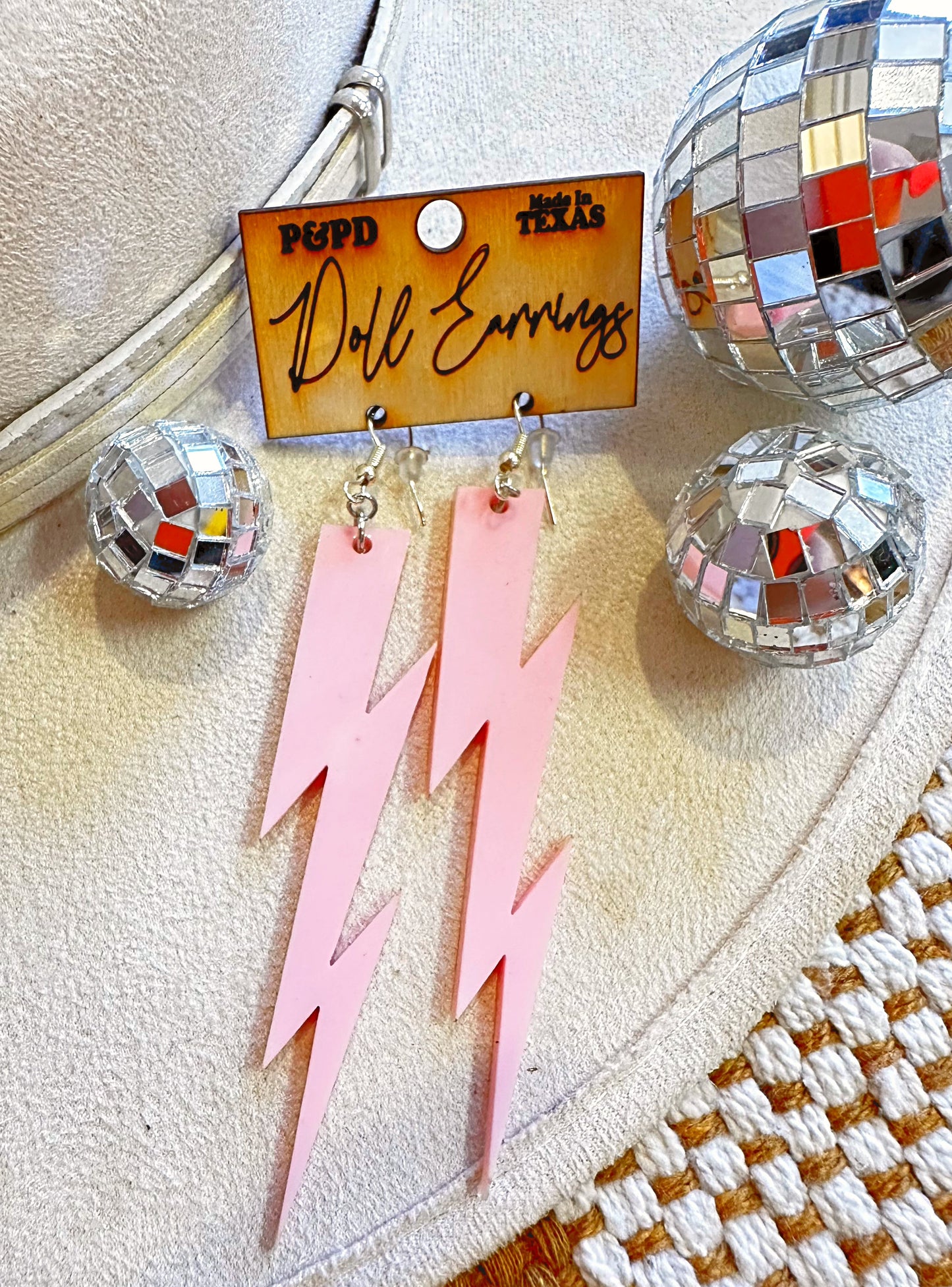 RTS Light Pink Bolt Earrings