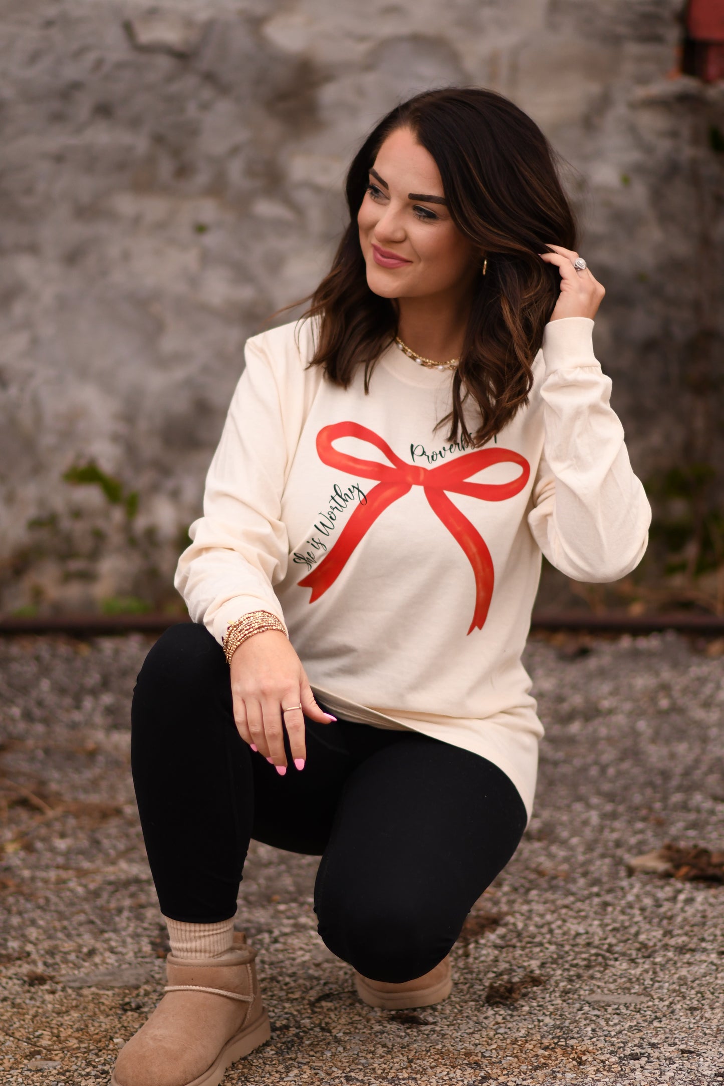 She Is Worthy Bow Tee/Long Sleeve Tee