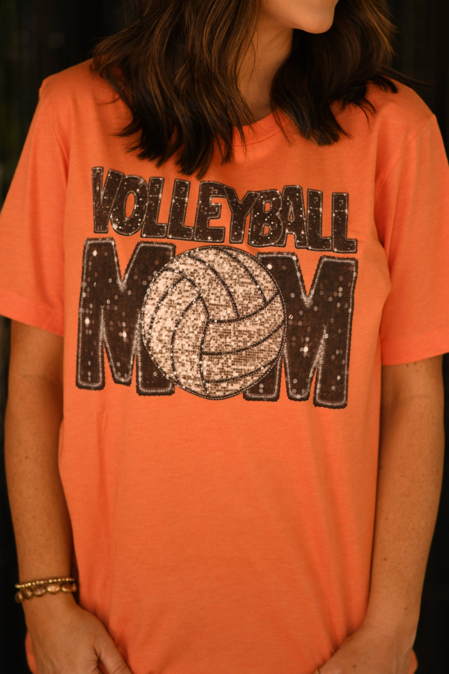 Volleyball Mom Faux Glitter Pick Your Color Tee