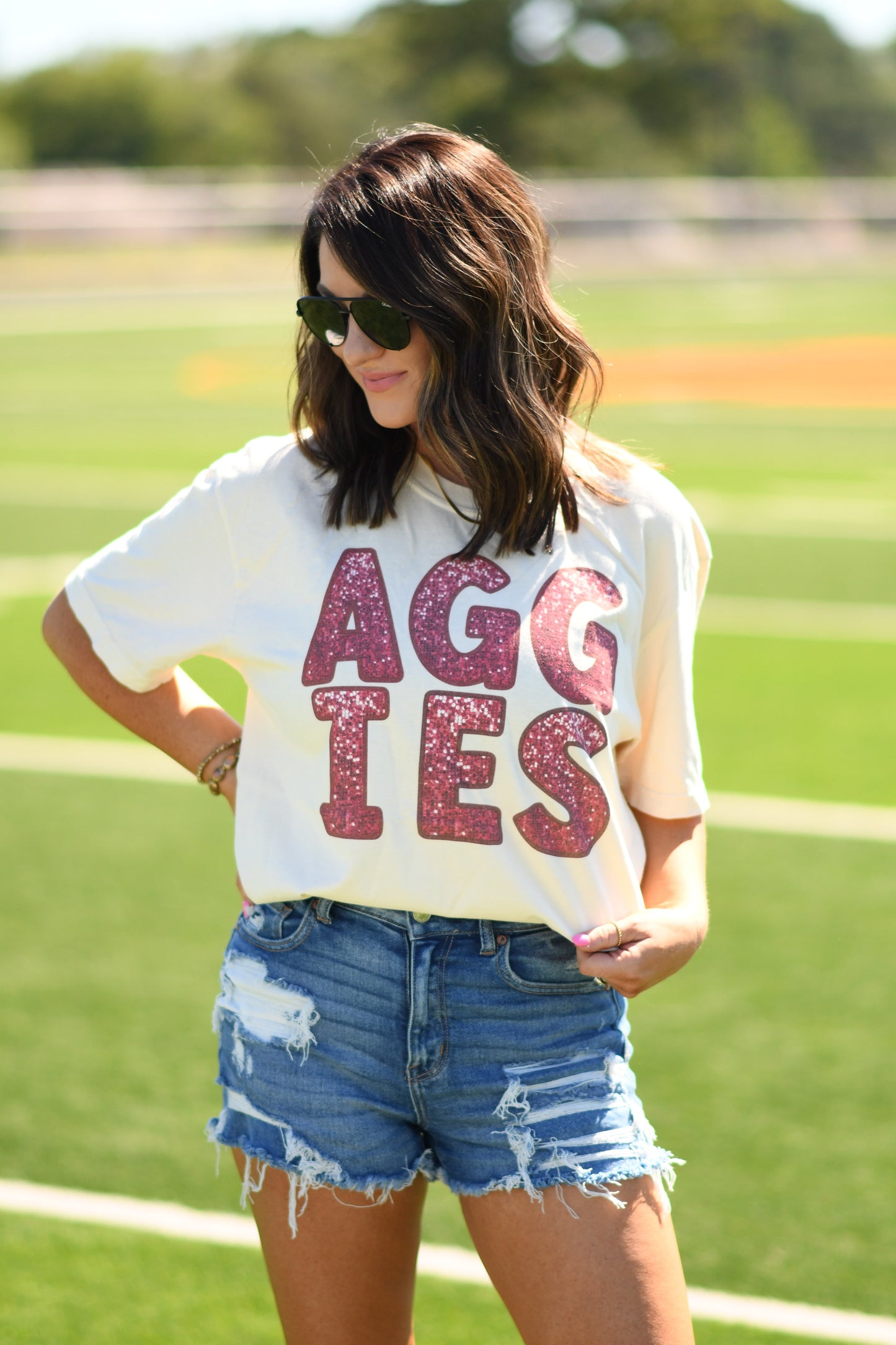 Aggies Faux Sparkle Tee