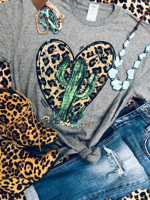 Leopard Heart Cactus Tee