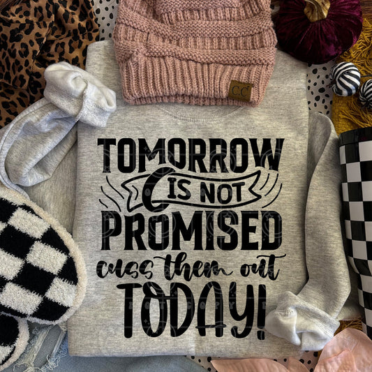 Tomorrow is Not Promised Cuss Them Out Today | Comfort Colors Tee or Gildan Crewneck Sweatshirt