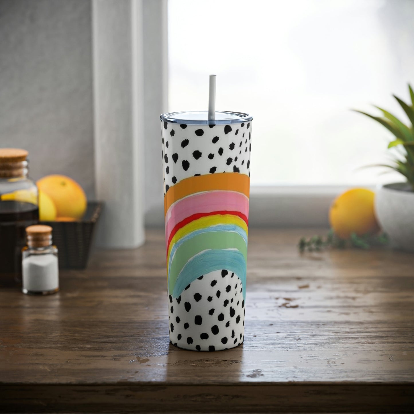 Watercolor Rainbow Skinny  Tumbler