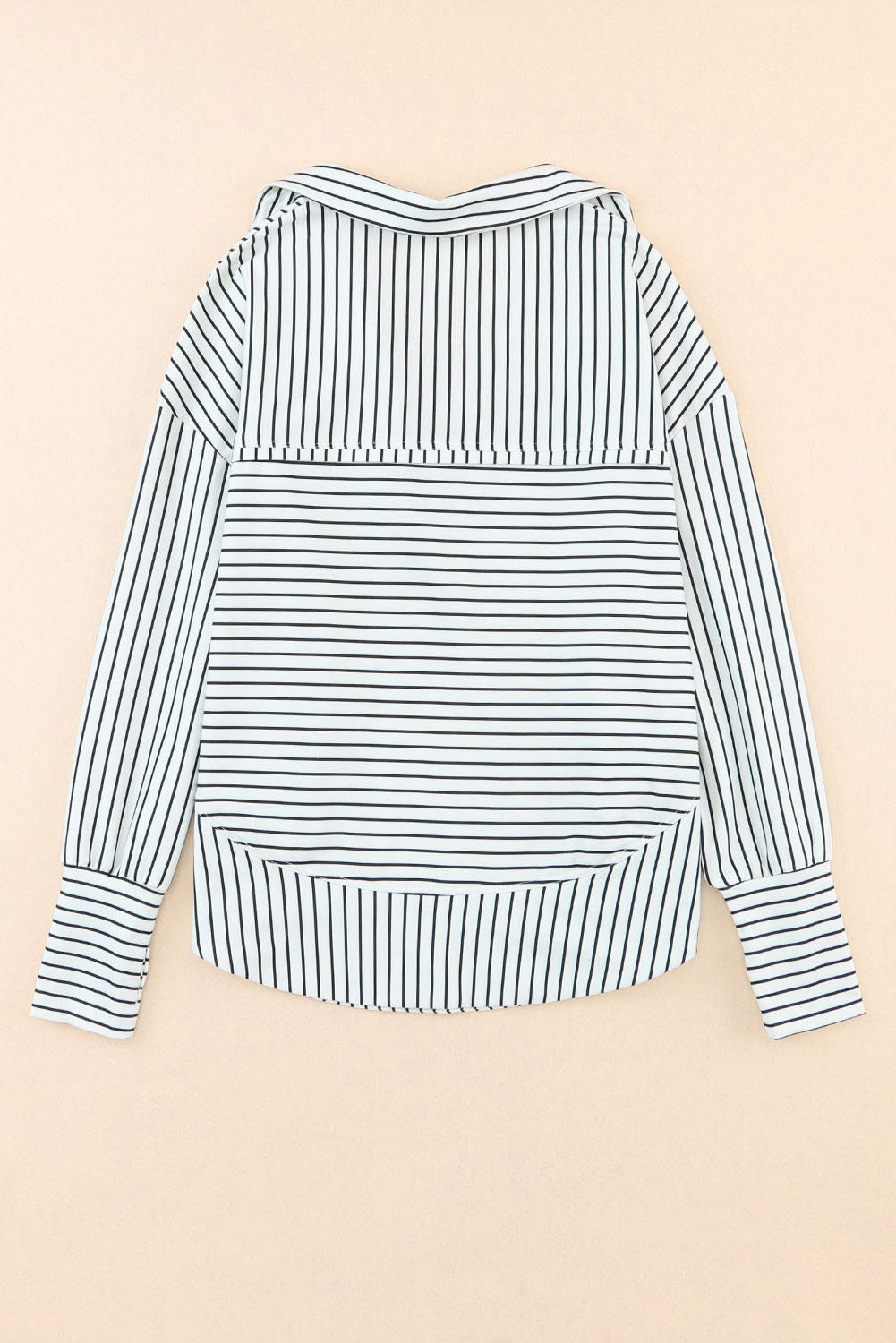 White Striped Thumbhole Drop Shoulder V Neck Top