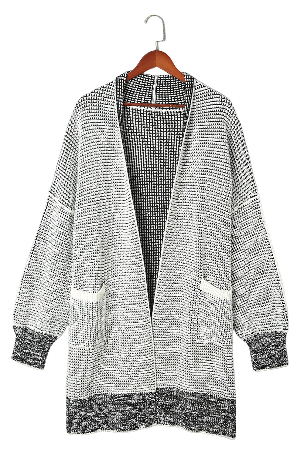 Gray Plus Size Textured Knit Cardigan