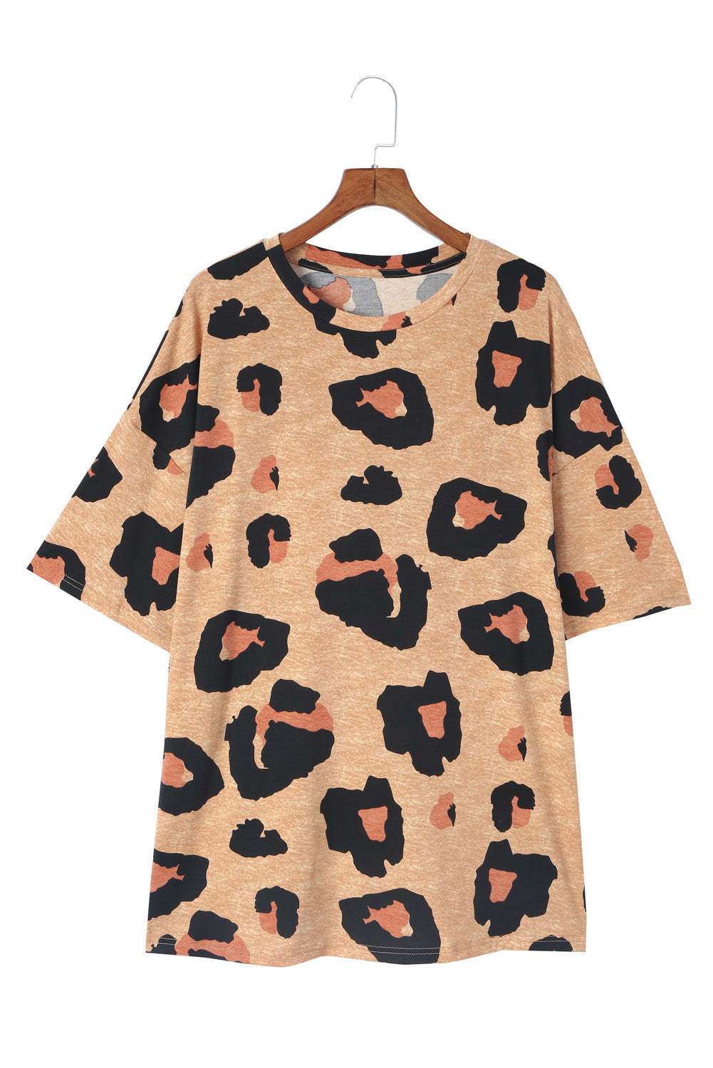 Leopard Plus Size Round Neck Boyfriend T Shirt